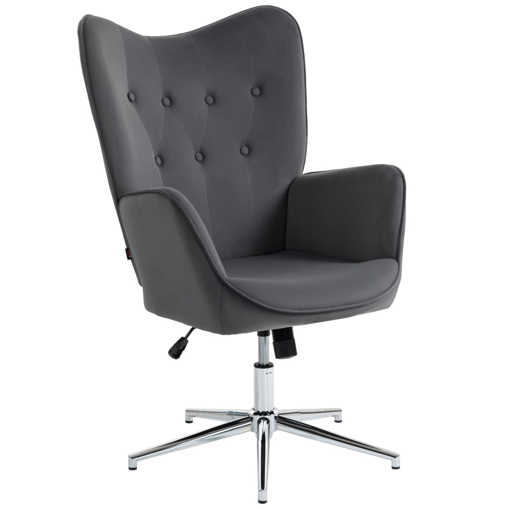 Poltrona Girevole Dondolo Velluto Regolabile ¨C zephmum ¨C Grigio Scuro