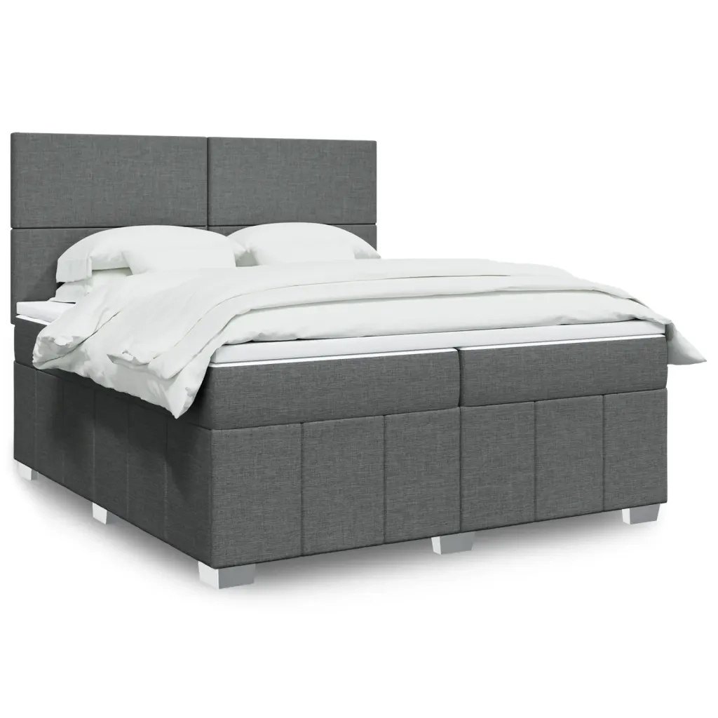 Giroletto a Molle con Materasso Grigio Scuro 200x200 cm Tessuto 3294069