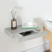 Mensola Hyvinkää con Cassetto Integrato Comodino Sospeso 39,5 x 25 x 5 cm Effetto Cemento [en.casa]