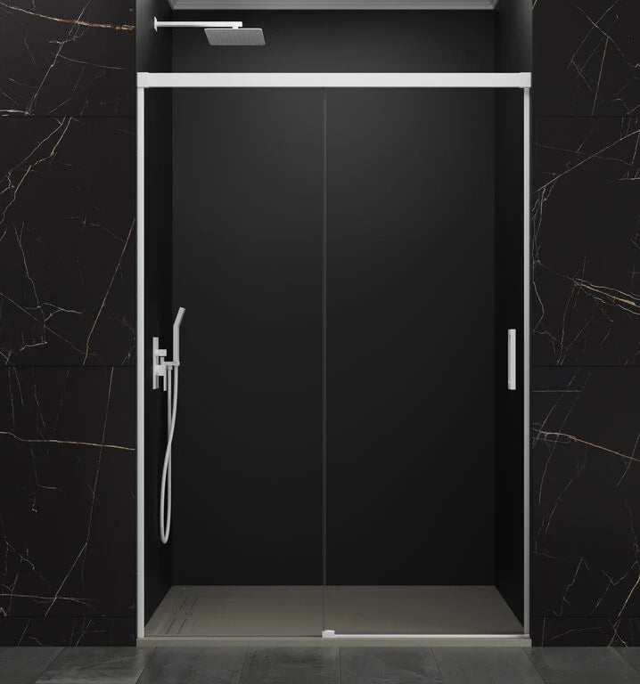 Box doccia frontale BASIC 1 fisso + 1 scorrevole 180-190 cm (66-71) bianco opaco vetro trasparente