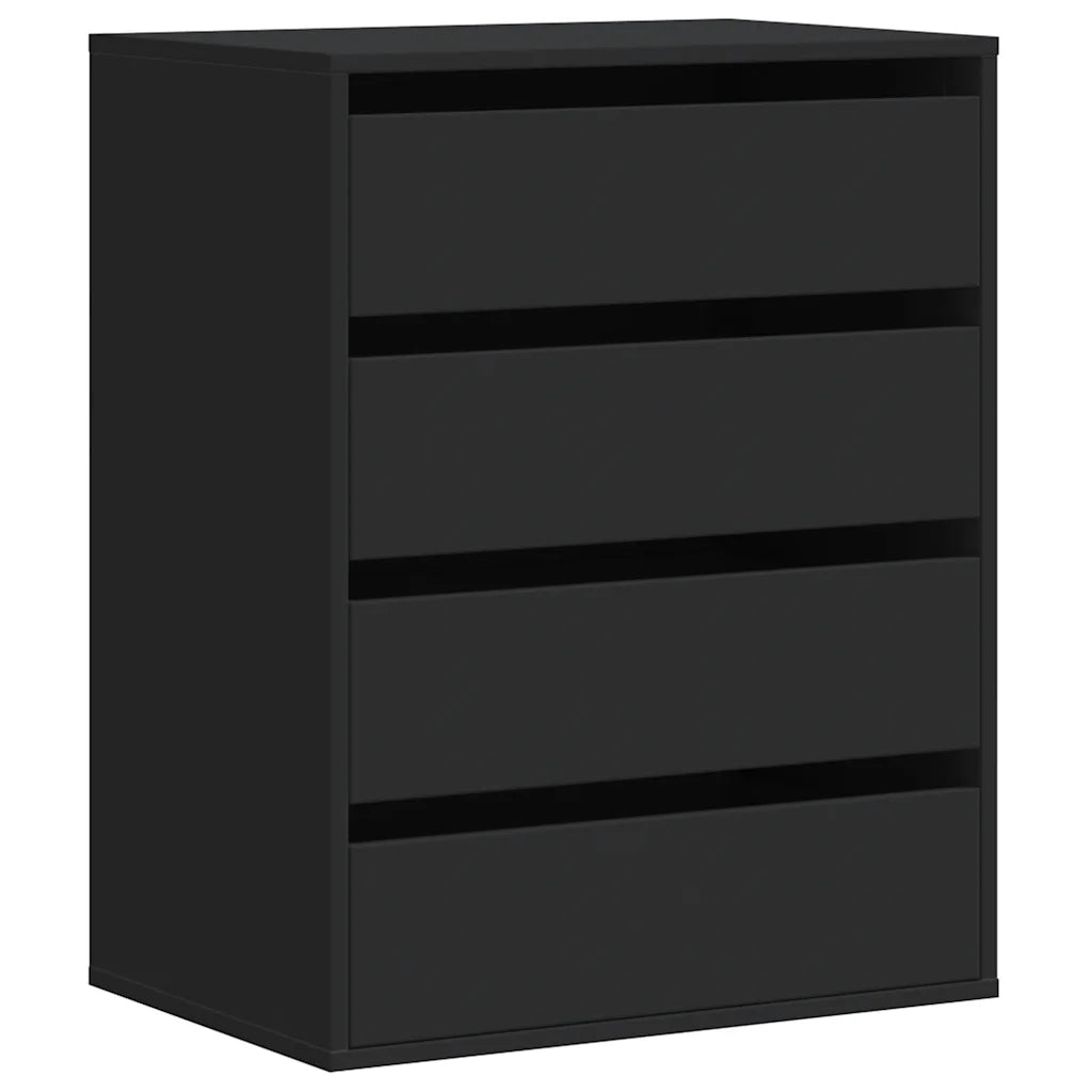 Cassettiera Angolare Nera 60x41x76 cm in Legno Multistrato