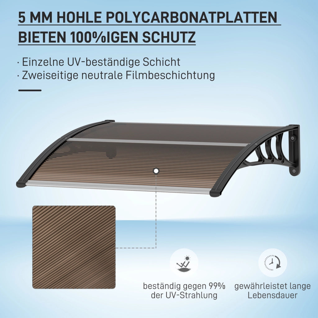 Tettuccio da esterno per porta d'ingresso ¨C zephmum ¨C 120x75 cm in policarbonato