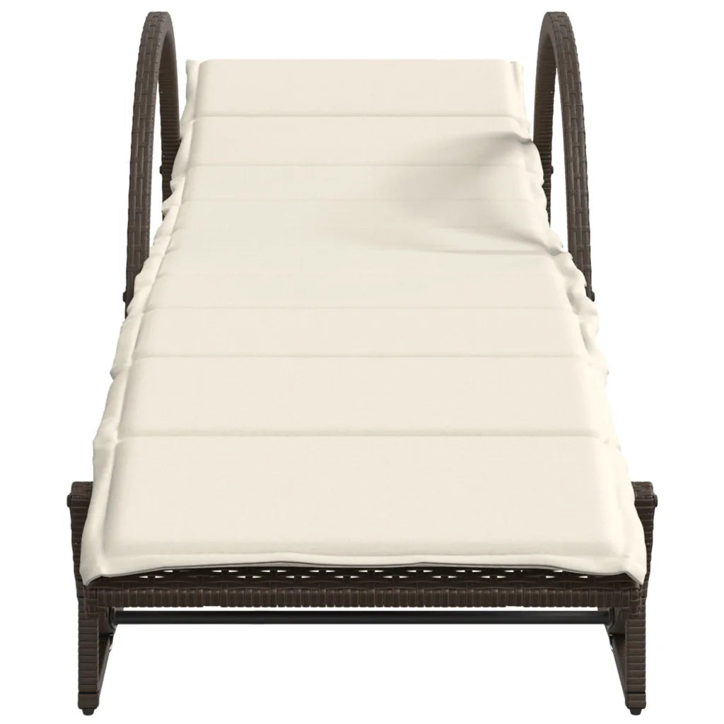 Lettini Prendisole 2 pz con Tavolino Marrone in Polyrattan 368264