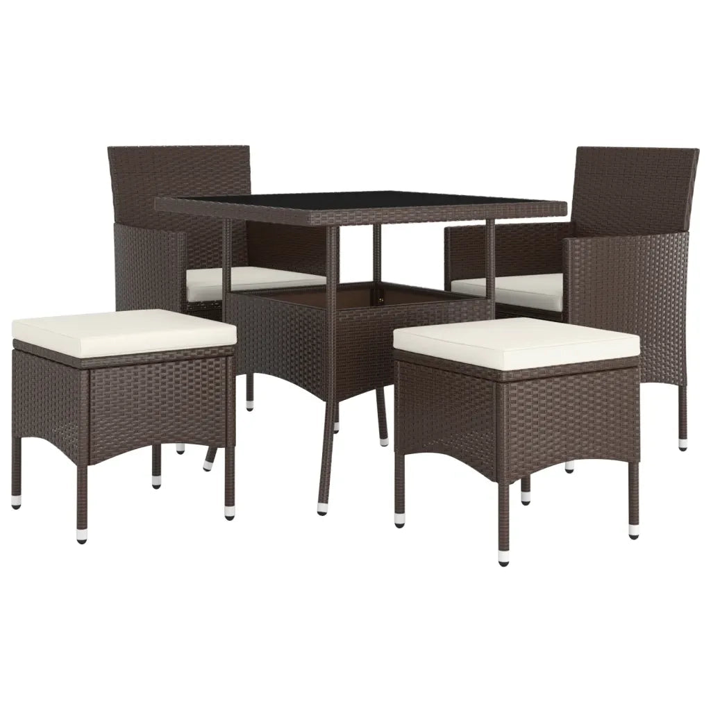 Set da Pranzo per Giardino 5 pz in Polyrattan Marrone 3058331