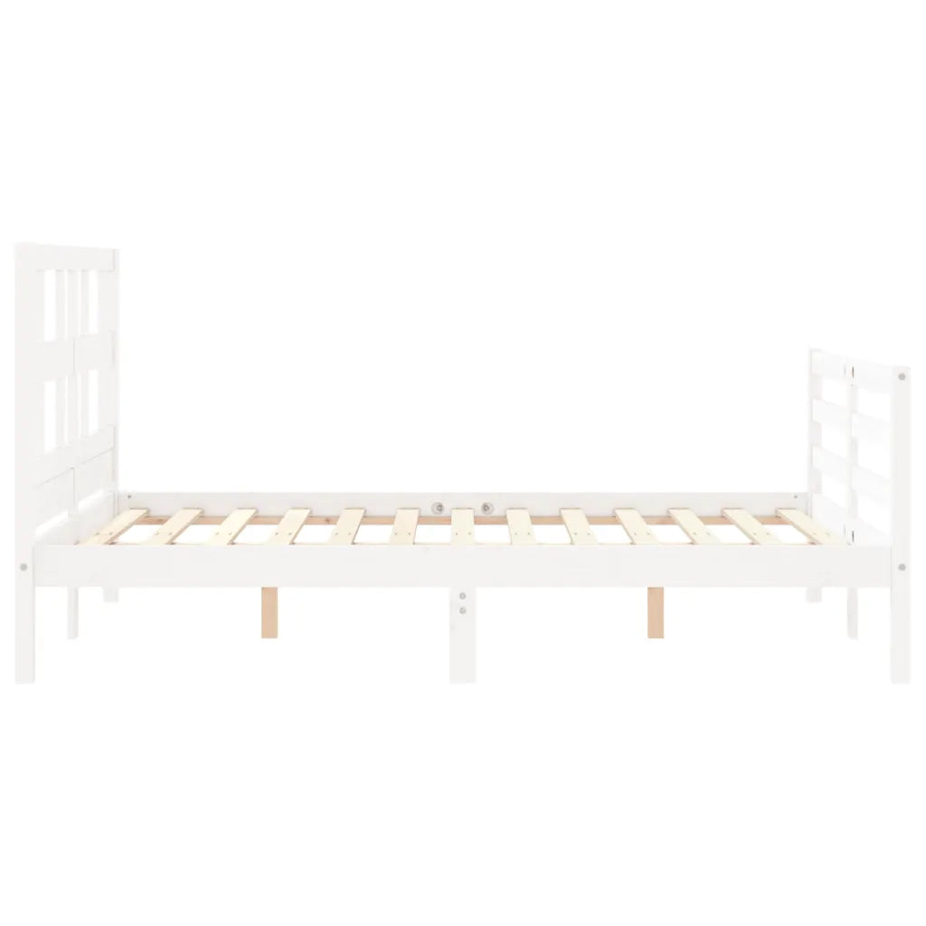 Giroletto con Testiera-Struttura Letto con testiera Bianco 120x200 cm in Legno Massello 532768
