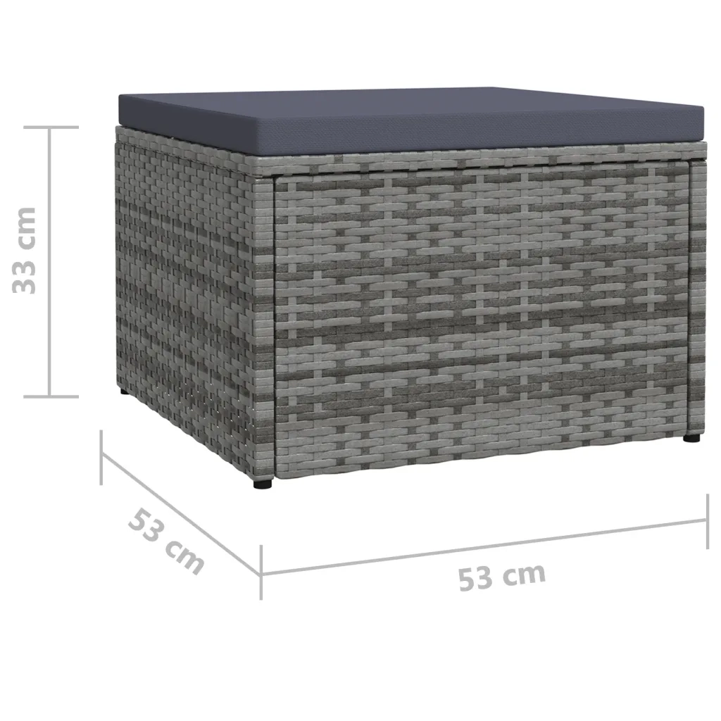 Poggiapiedi da Giardino con Cuscini Grigio in Polyrattan 310488