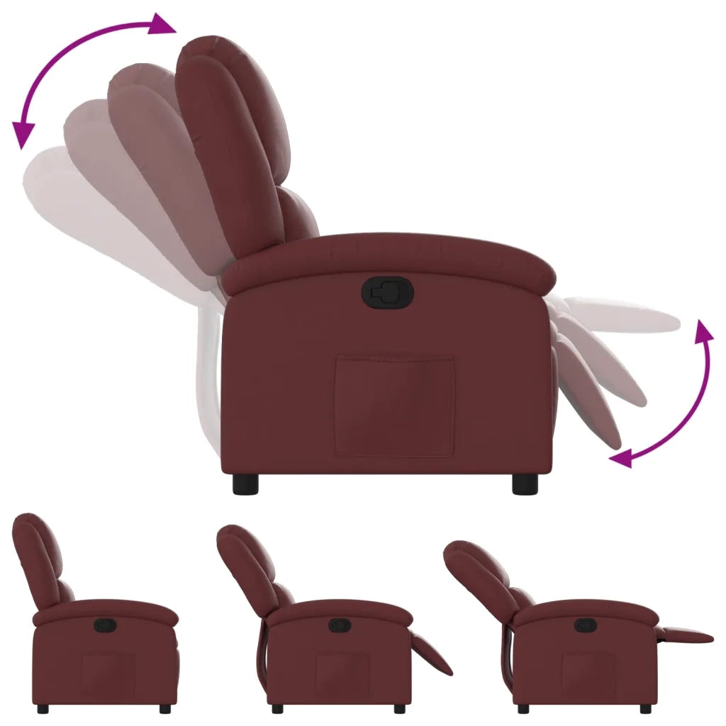 Divano Sedia-Poltrona Reclinabile Rosso Vino in Similpelle 549754