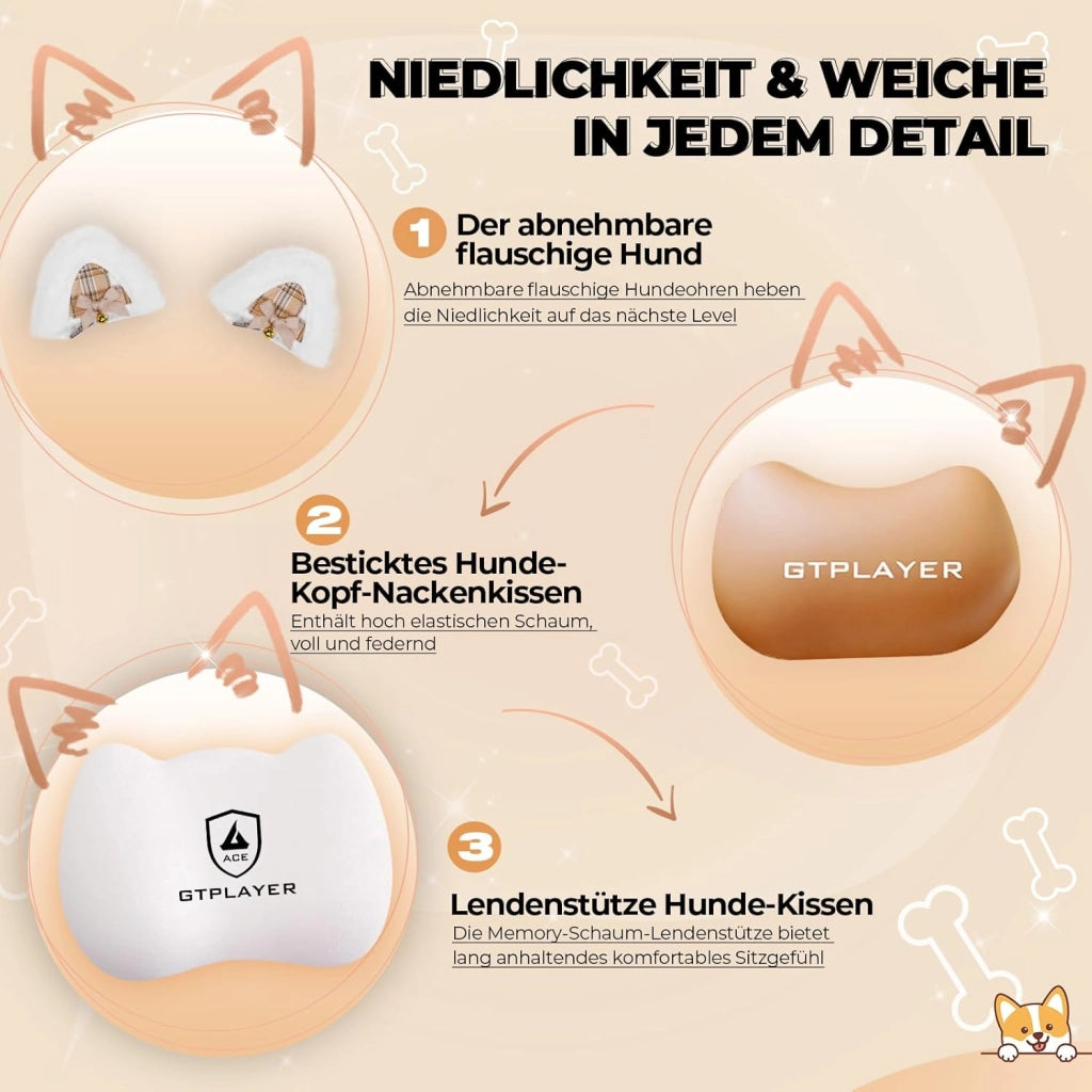 Carina sedia da gioco, sedia da gioco, sedia da ufficio, ergonomica, con orecchie di gatto, memory foam e poggiapiedi, 150 kg, in similpelle, marrone