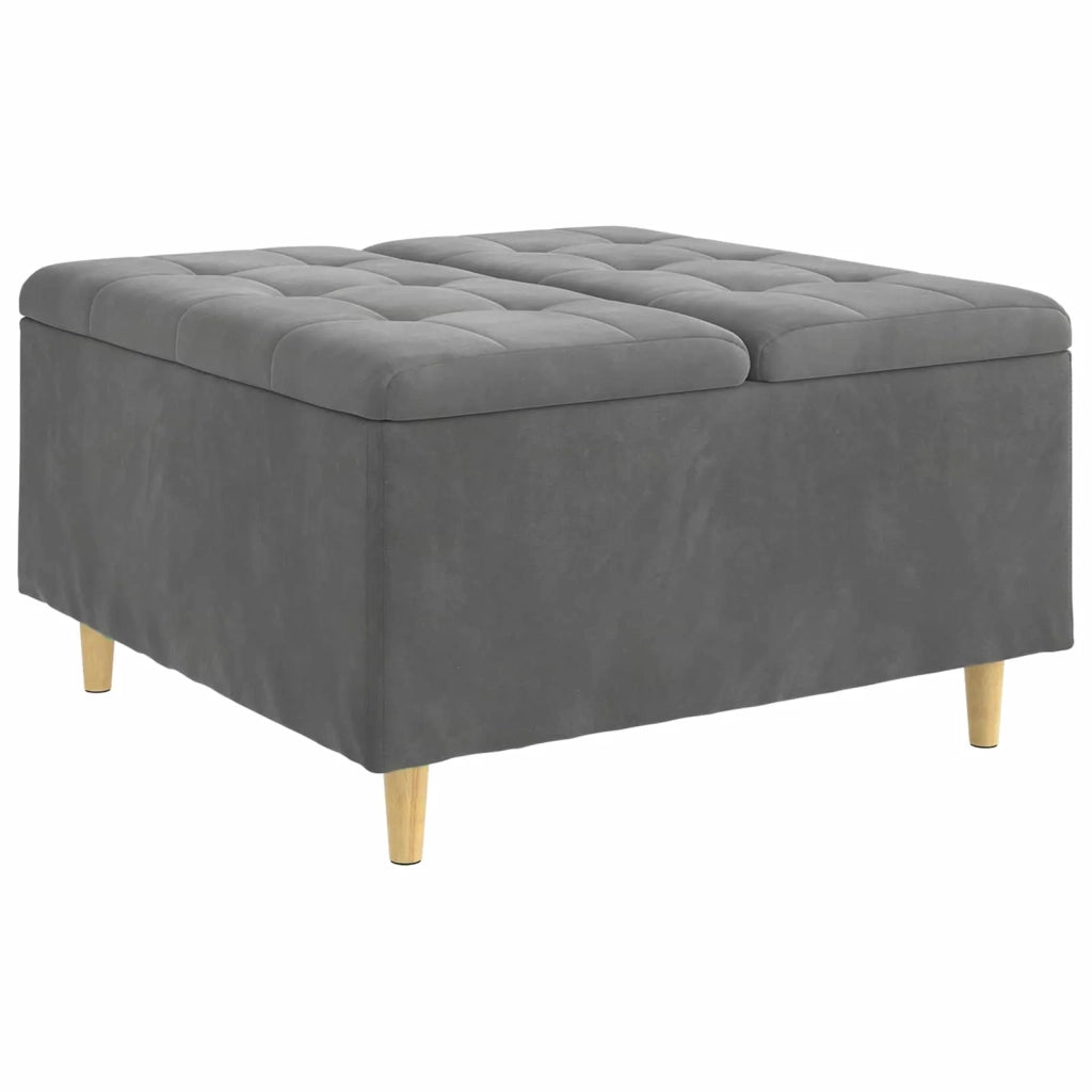 Pouf contenitore Grigio scuro 80 x 80 x 45 cm Velluto 876841