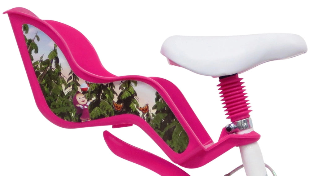 Bicicletta per Bambine 16" Masha e Orso Freni Caliper e Stabilizzatori in Acciaio Hi-Ten Bianco