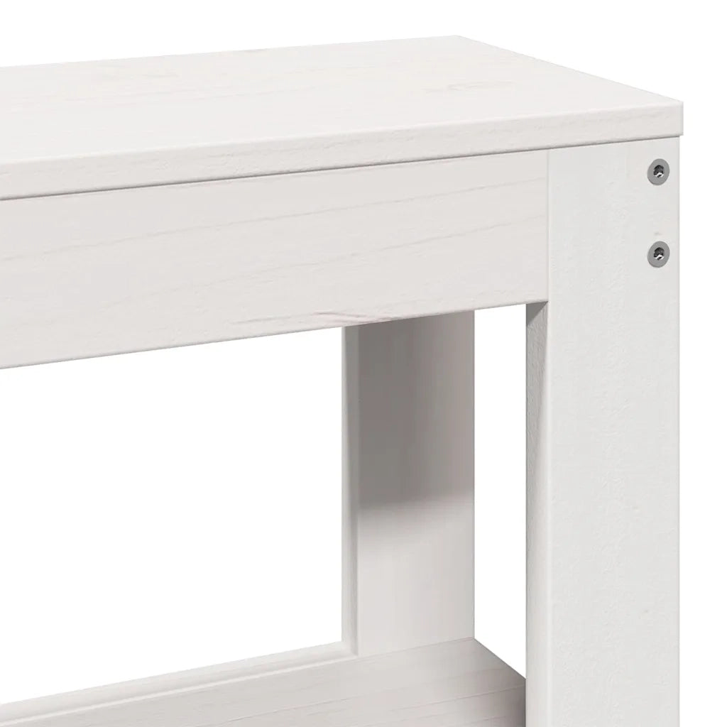 Giroletto con Testiera Bianco 135x190 cm Legno Massello di Pino 3306077