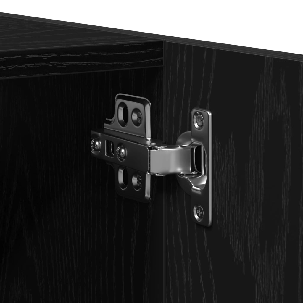 Armadiolo da Bagno  Nero Rovere 30x30x80 cm in legno ingegnerizzato