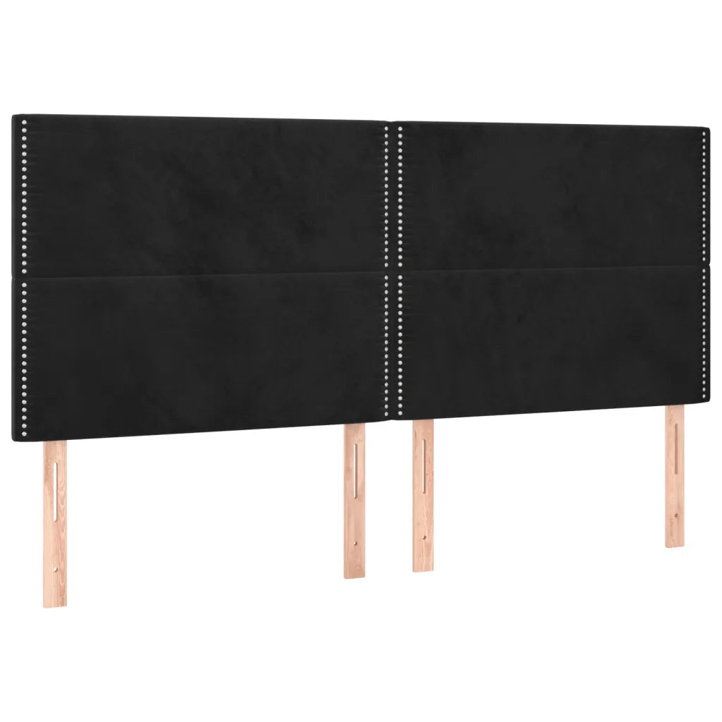 Testiera 4 pz Nera 90x5x78/88 cm in Velluto