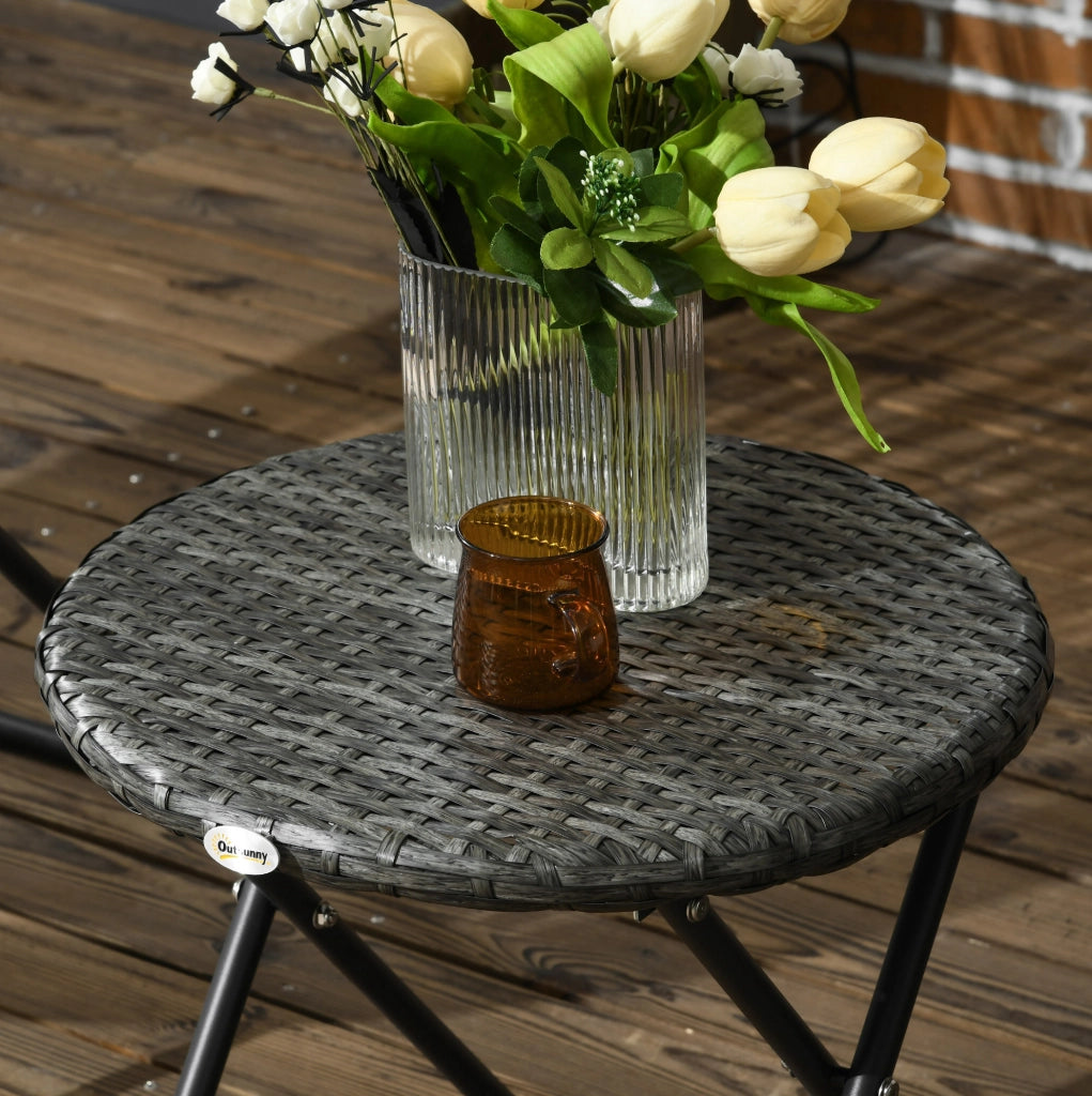 Set da giardino pieghevole 3 pezzi grigio con tavolino e 2 sedie