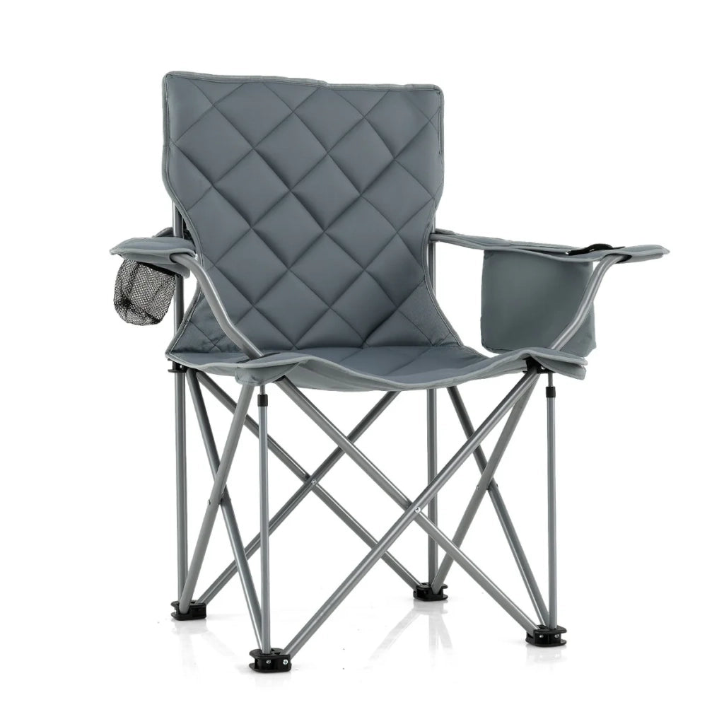 Sedia da campeggio pieghevole 97 x 55 x 102 cm comfort ottimale con tasca isolante design moderno in tessuto Oxford grigio 20_0017689
