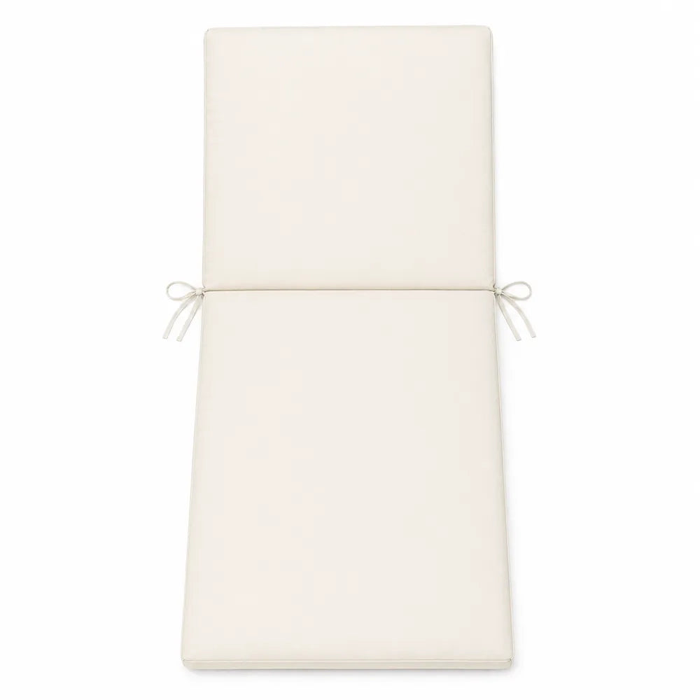 Cuscino per lettino da esterno 190x60 cm con schienale reclinabile e laccetti in poliestere – Avorio