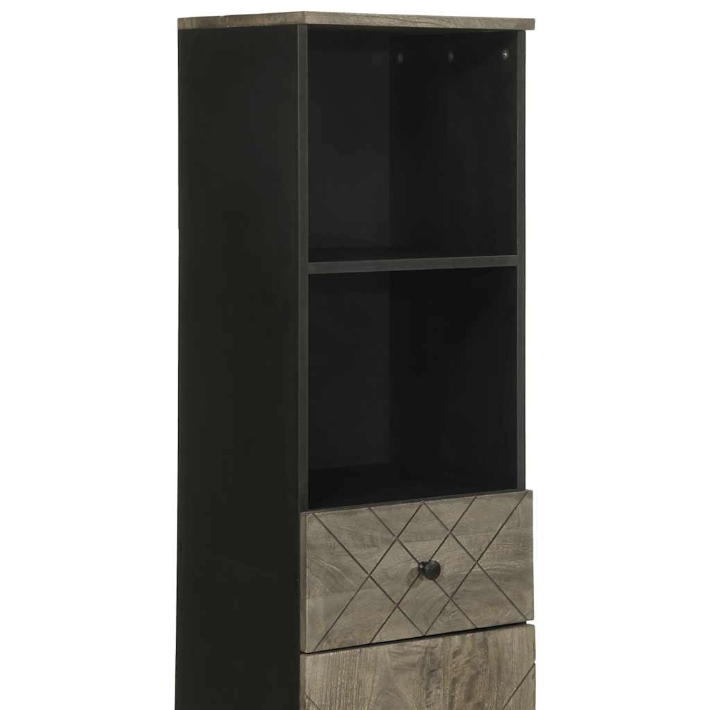 Mobiletto da bagno con anta contenitore nero 38 x 33 x 160 cm stile moderno legno massello nero 02_0057734