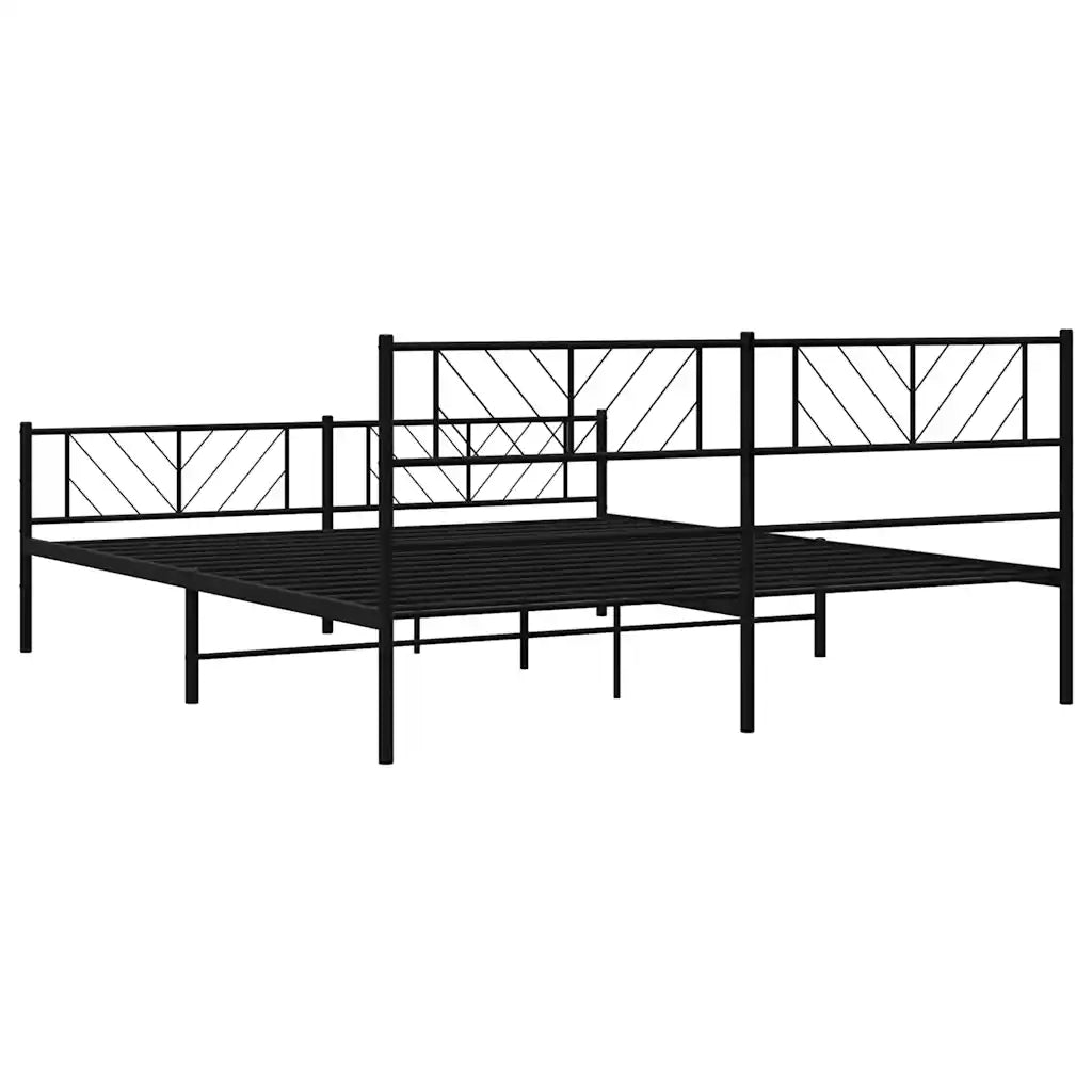 Giroletto con Testiera e Pediera Metallo Nero 193x203 cm