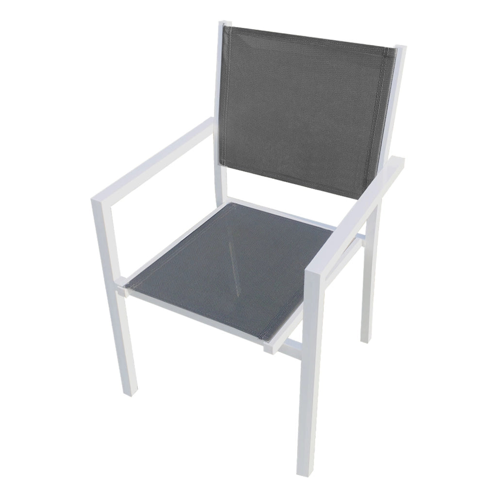 BERGAMOSet di mobili da giardino in textilene grigio 4 posti - alluminio bianco