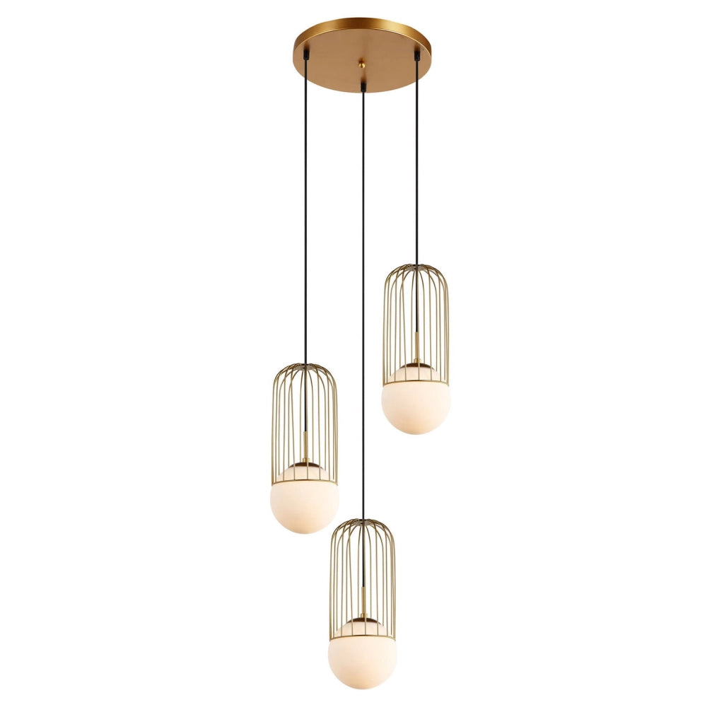 Lampadario Italux Matty moderno oro 3 luci E27 vetro