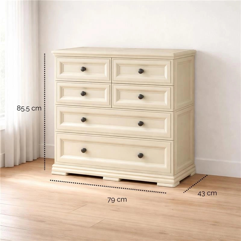 CASSETTIERA 6 CASSETTI ANGORA 79X43X85,5 CM – MOBILE ORGANIZZAZIONE CASA CON 4 CASSETTI PICCOLI E 2 GRANDI PER ZONA GIORNO E INGRESSO