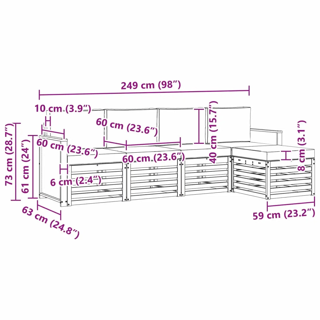 Set di divani da esterno 5 pz Naturale e Antracite 3384223