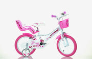 SCH ROSES 14", bicicletta per bambini, adatta tra i 4 e i 6 anni, per altezza tra 100 e 120 cm, con cestino, campanello