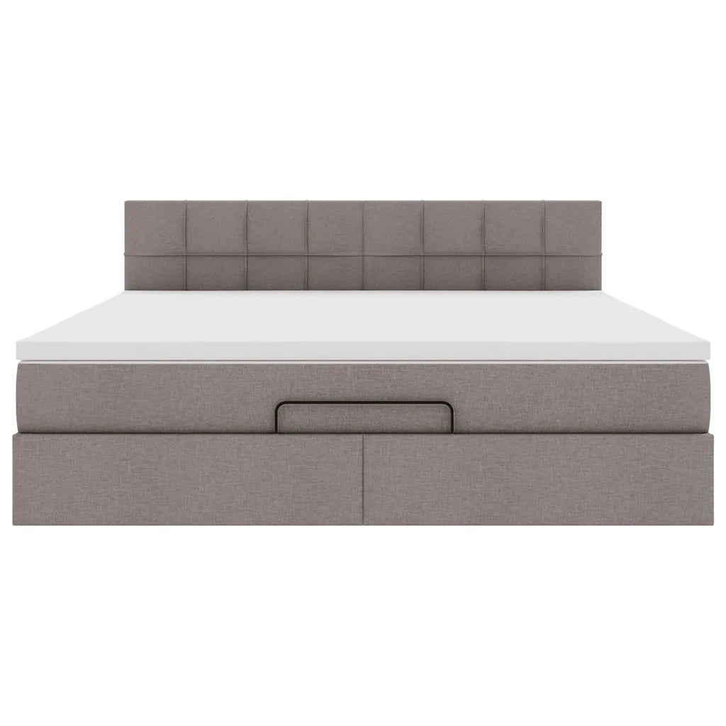 Struttura Letto Pouf con Materasso Tortora 160x200cm in Tessuto 3311474