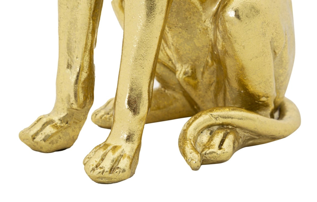 Statuetta decorativa cane seduto con corona dorata - REX