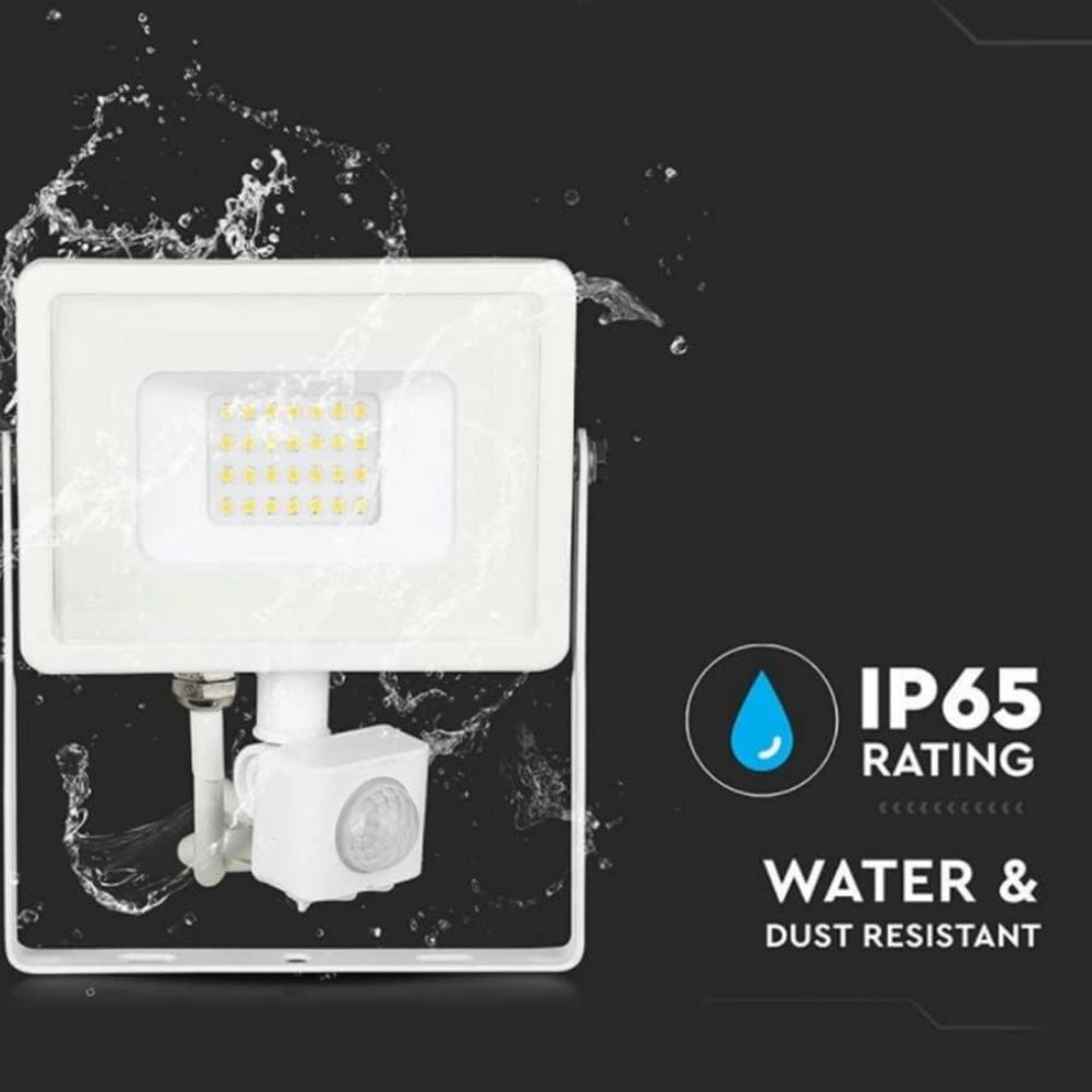 Proiettore led smd con sensore bianco 50 watt impermeabile ip65 4700 lumen