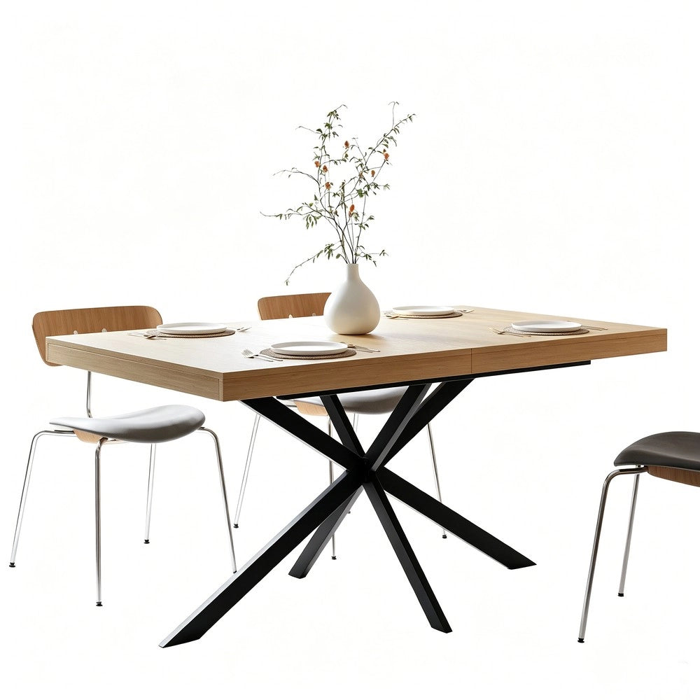Tavolo da Pranzo Allungabile Rettangolare con Vano Contenitore ¨C MINIMAL ¨C Naturale, 140-180 cm
