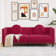 Divano con Cuscini 3 Posti-Sofa Modulare-Divanetto Rosso Vino in Velluto