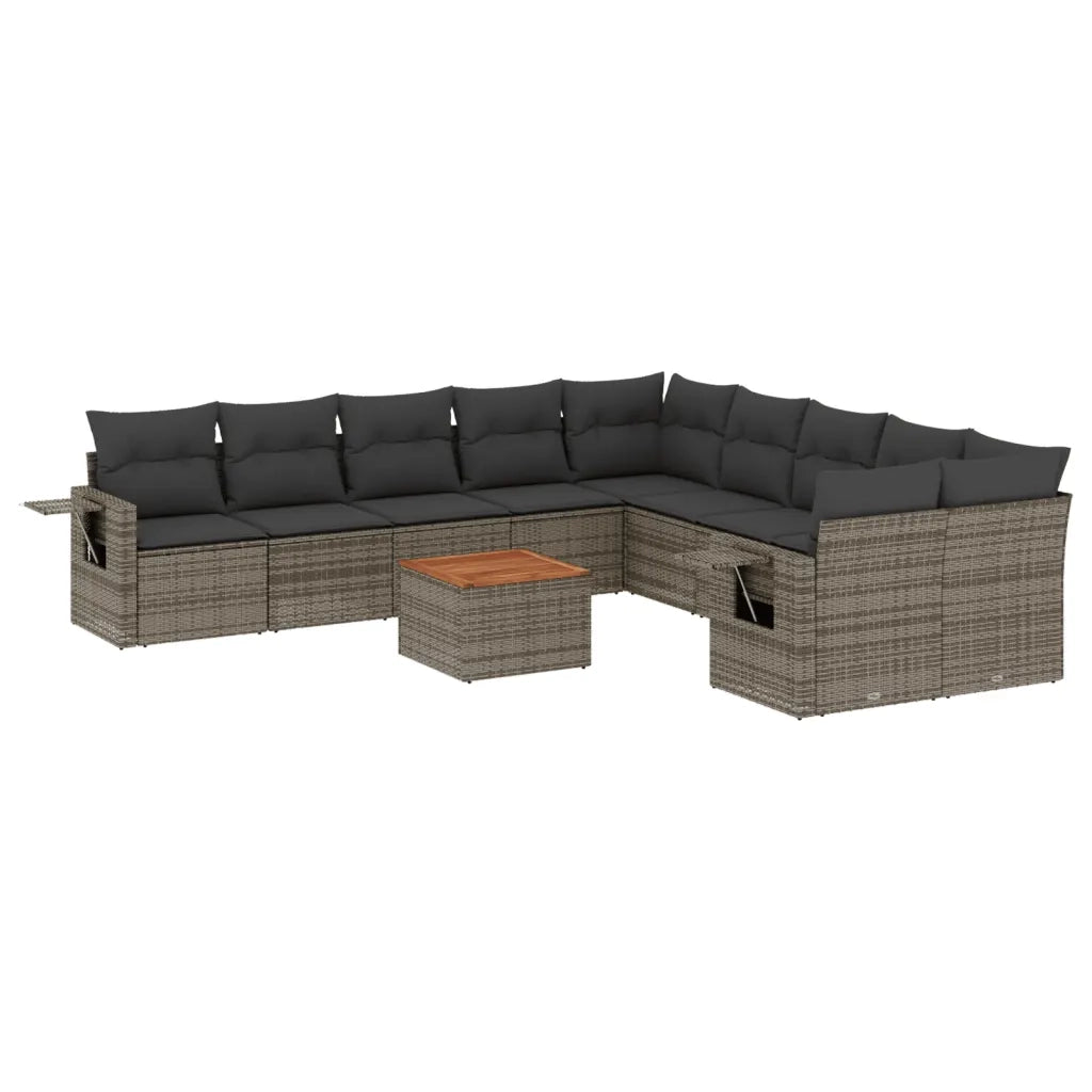 Set Divani da Giardino 11 pz con Cuscini in Polyrattan Grigiocod mxl 113178
