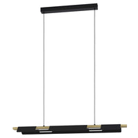 Lampadario A Sospensione Contemporaneo Ermua Acciaio Nero Legno 1 Luce Led 27W
