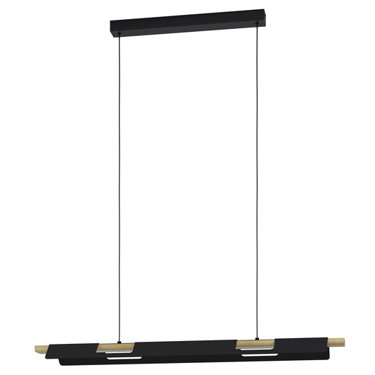 Lampadario A Sospensione Contemporaneo Ermua Acciaio Nero Legno 1 Luce Led 27W
