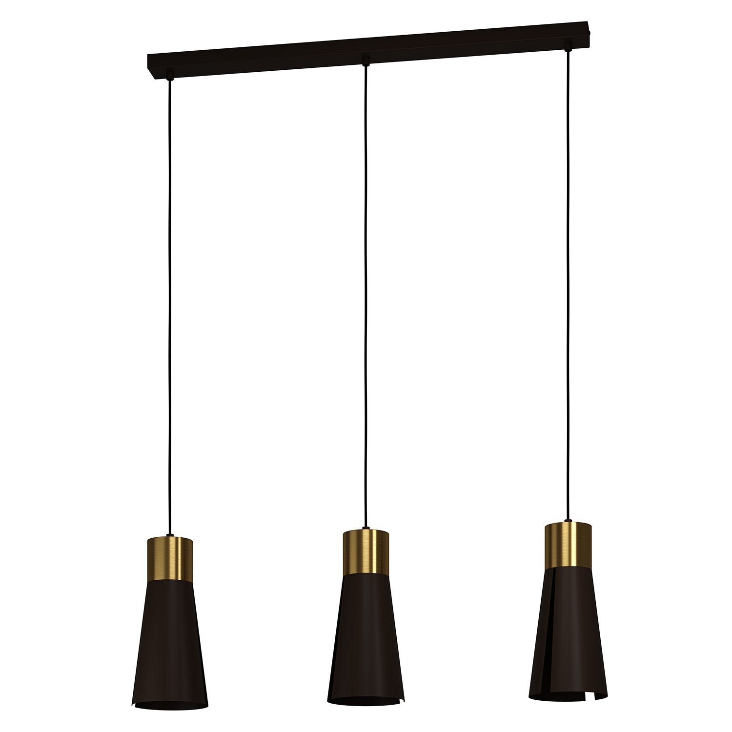 Lampadario A Sospensione Moderno Losalomas Acciaio Moka Ottone 3 Luci Gu10 4,5W
