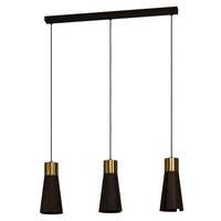 Lampadario A Sospensione Moderno Losalomas Acciaio Moka Ottone 3 Luci Gu10 4,5W