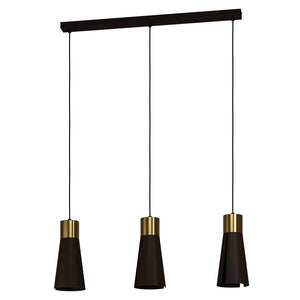 Lampadario A Sospensione Moderno Losalomas Acciaio Moka Ottone 3 Luci Gu10 4,5W