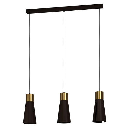 Lampadario A Sospensione Moderno Losalomas Acciaio Moka Ottone 3 Luci Gu10 4,5W