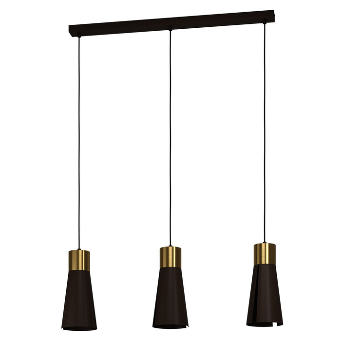 Lampadario A Sospensione Moderno Losalomas Acciaio Moka Ottone 3 Luci Gu10 4,5W