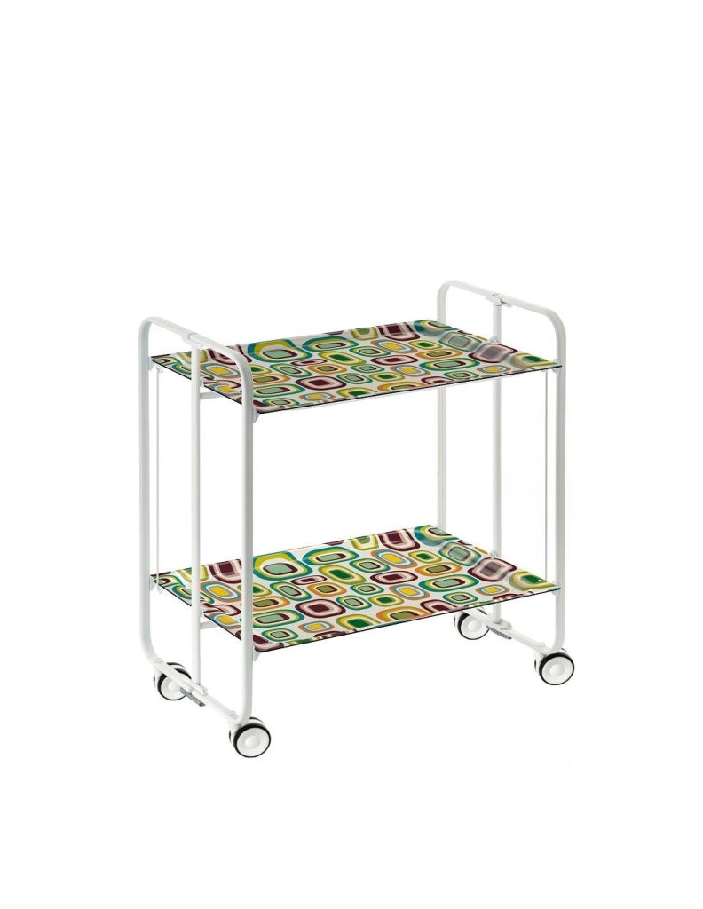 Carrello da cucina pieghevole bianco con ruote BAUHAUS 2 ripiani