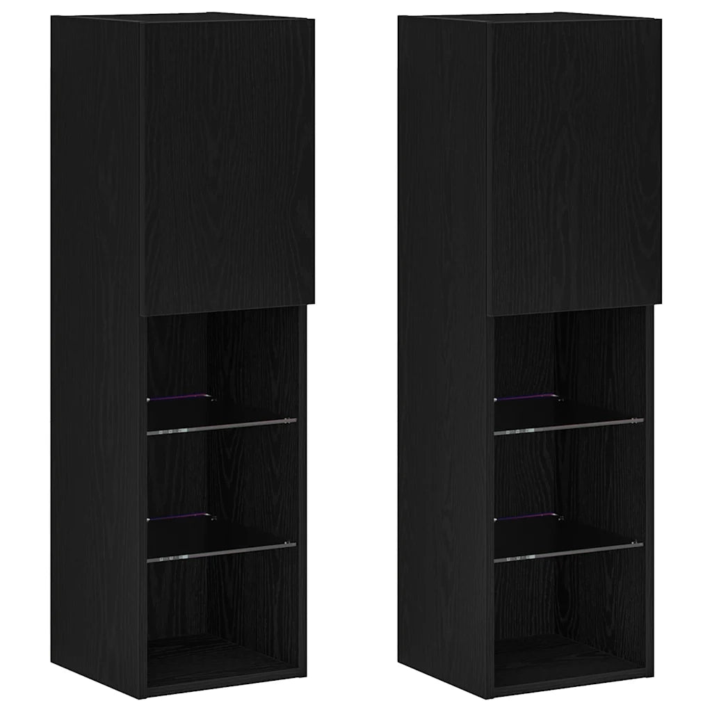Set mobile TV con LED 2 pcs Rovere Nero 30,5 x 30 x 102 cm 862199