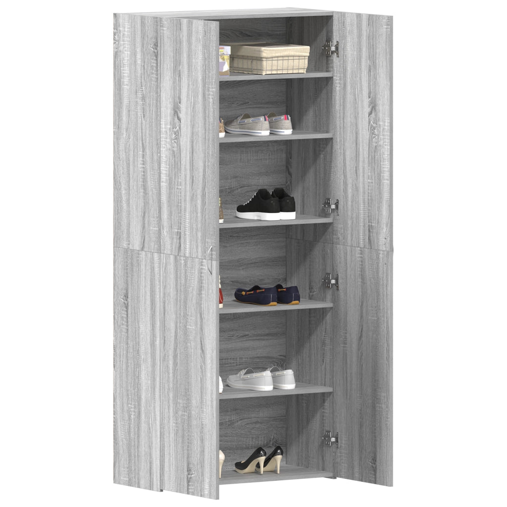 Mobile per scarpe Grigio Sonoma 80x35,5x180 cm Legno ingegnerizzato