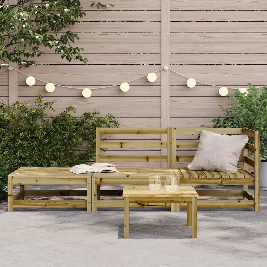 Divano Giardino con Poggiapiedi-Sofa da giardino 2 Sedute Legno Impregnato Pino