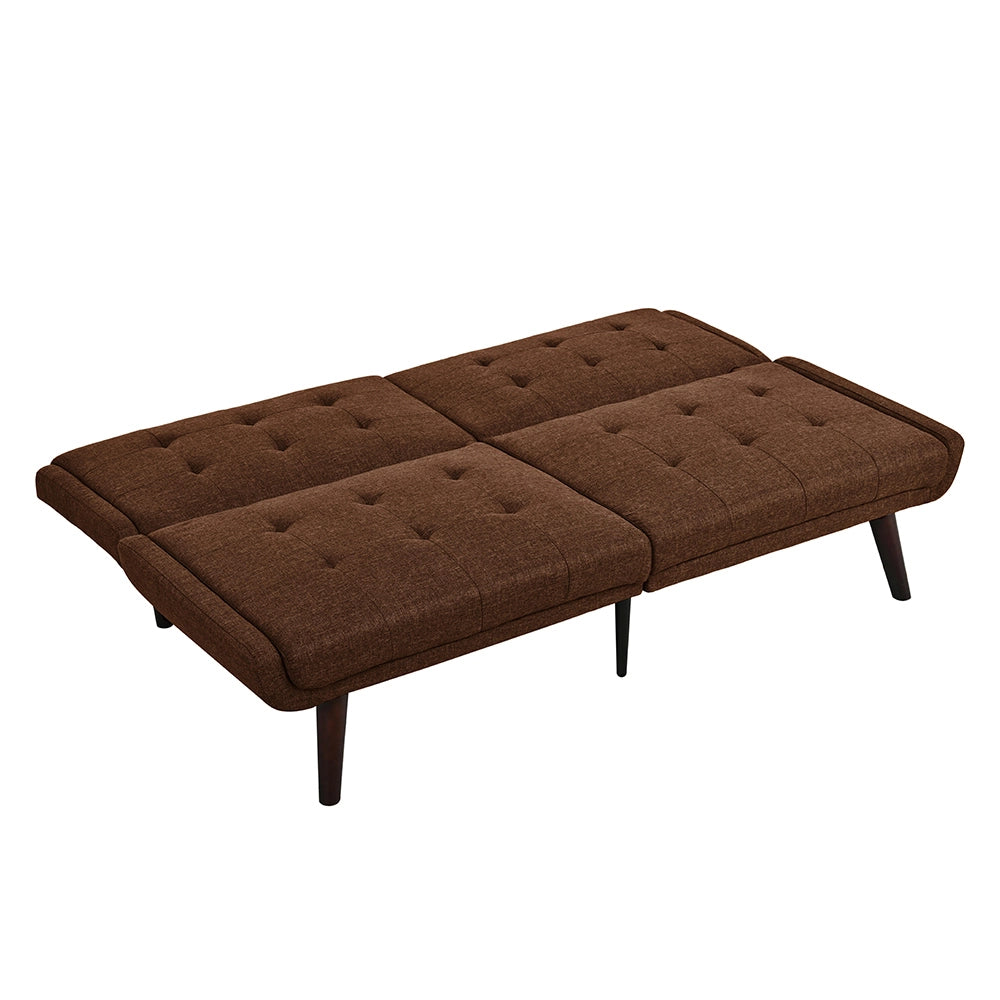 Divano letto futon pieghevole - Xylo - 146 cm - Marrone - Schienale regolabile in 5 posizioni