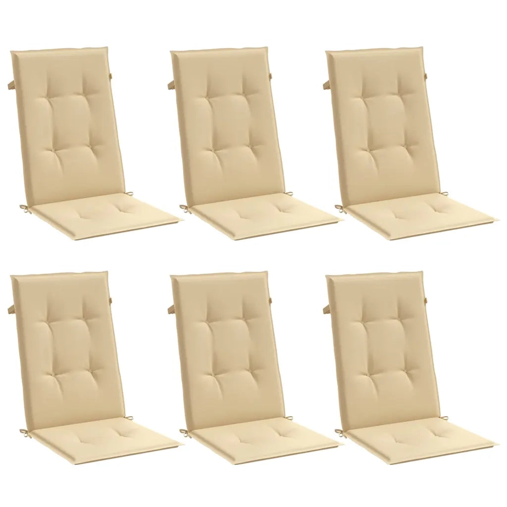 Cuscini Sedia Schiena Alta 6 Beige MÃ©lange 120x50x4 Tessuto