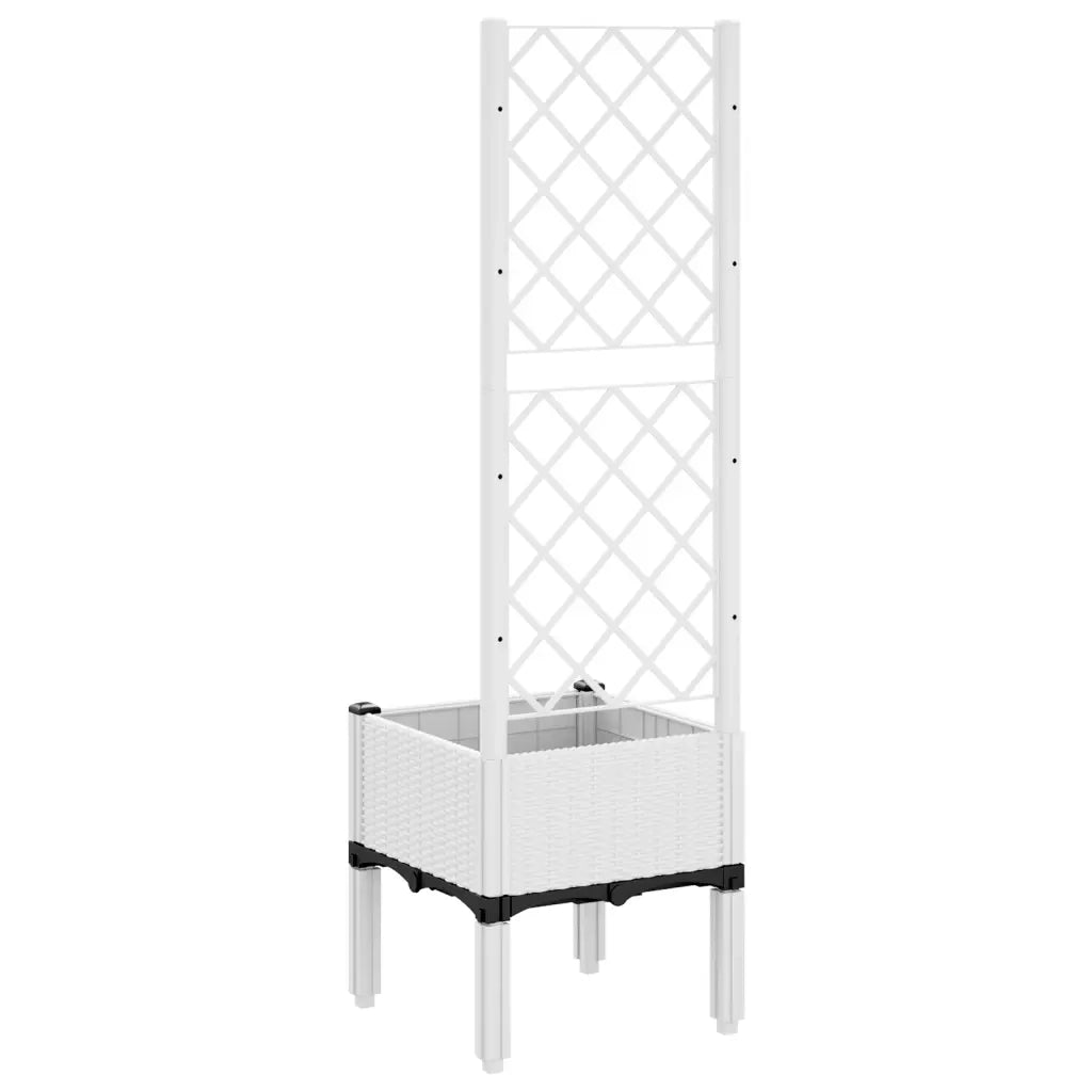 Fioriera da Giardino con Traliccio Bianco 40x40x142 cm in PP