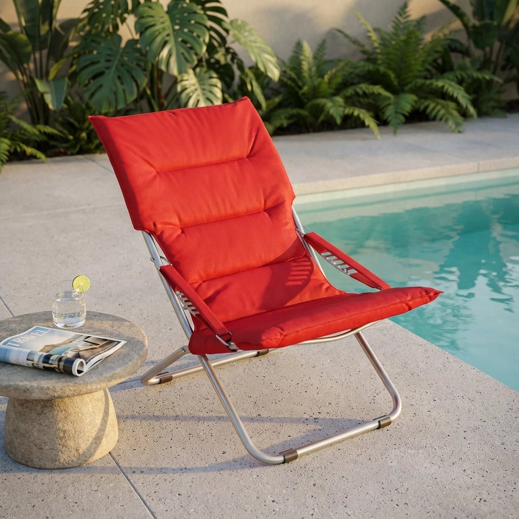 Sdraio mare prendisole Pieghevole  in Acciaio PVC cm 65x80x96 - CANA