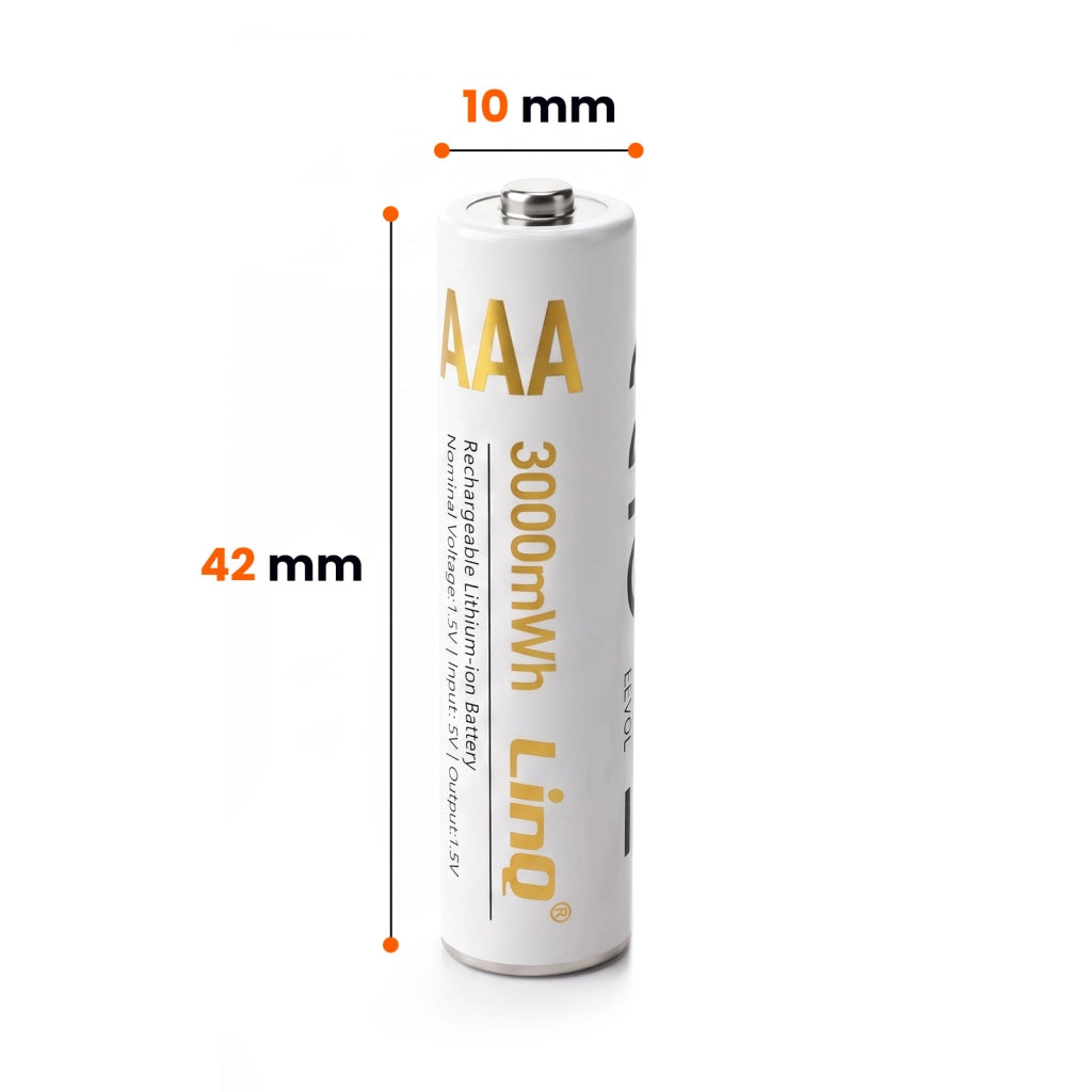 Set di 2 Batterie AAA Ricaricabili Litio 3000mWh 1.5V Bianco LinQ
