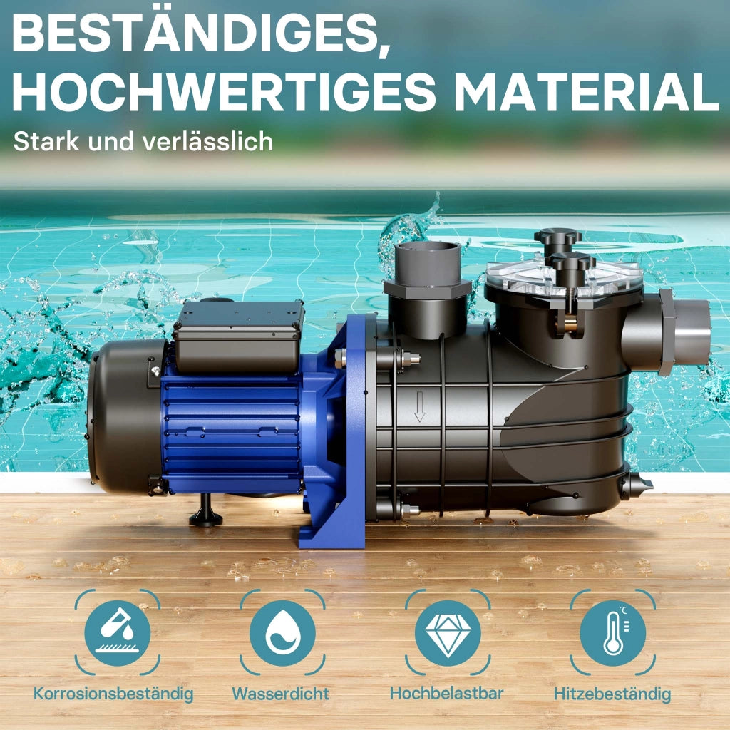 Pompa piscina per ricircolo e filtraggio 15000 l/h 750 W Pompa di circolazione